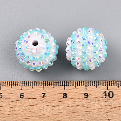 Полосатый узор смола ab стразы круглые бусины RESI-S313-18x20-15