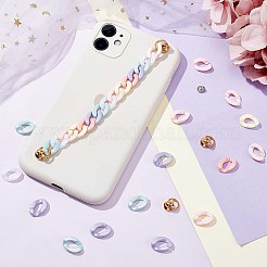 携帯電話ストラップのDIYキット  アクリルリンキングリングを含む  真鍮製ねじナット  プラスチックバッグ  ミックスカラー  リンクリング：16x11.5x3mm  160個/箱&nbsp;DIY-PH0006-43