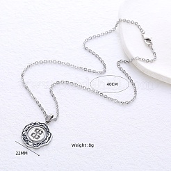 Collares con colgante de flor negra esmaltada de acero inoxidable 304 estilo vintage para mujer&nbsp;MU3860