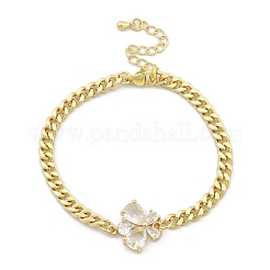 Латунь микро проложить кубического циркония браслеты ссылку BJEW-Z082-01G-02