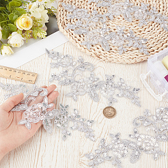 4 paio di applicazioni in pizzo ricamato con paillettes in poliestere&nbsp;DIY-GF0013-81C