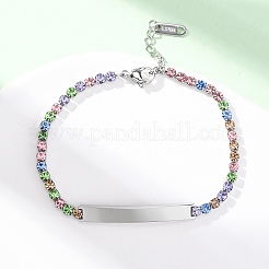 Браслеты-цепочки из нержавеющей стали 304 со стразами&nbsp;BJEW-G753-02P-01