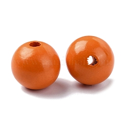 木製大穴ヨーロピアンビーズ  ラウンド  ダークオレンジ  19~20x18mm  穴：4.2mm&nbsp;WOOD-D027-01K