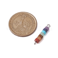 Подвески в виде диска из смешанных драгоценных камней 7 чакры PALLOY-JF02744-01