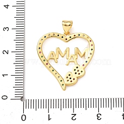 Pendentifs en laiton sertis de micro-pavés de zirconiums cubiques colorés pour la fête des mères&nbsp;KK-B185-01G-03