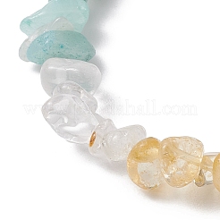 Chakra aventurine verte naturelle & citrine & oeil de tigre & obsidienne & cristal de quartz & fleur amazonite & topaze puces de jade bracelets extensibles en perles&nbsp;BJEW-JB10777-03