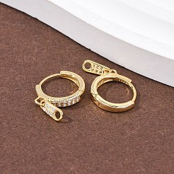 Серьги-кольца из стерлингового серебра с микропаве из прозрачных кубических цирконий с застежкой-молнией 925&nbsp;EJEW-K317-01G