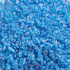 MIYUKIクォーターティラビーズ  日本製シードビーズ  2穴  （qtl149fr）マット透明カプリブルーab  5x1.2x1.9mm  穴：0.8mm  約4800個/100g&nbsp;SEED-J020-QTL149FR