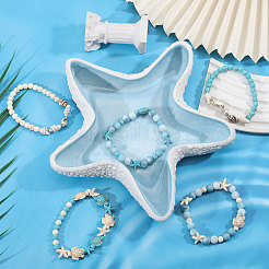 5 Stück Armband-Set mit synthetischen Türkis- und Muschelperlen mit Ozeanmotiv&nbsp;BJEW-CA00001