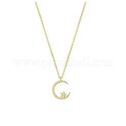 Латунные микропаве прозрачные кубические цирконии полумесяц звезда кулон ожерелья для женщин&nbsp;FS-WG2D574-01