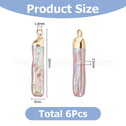 6 шт. подвески из натурального жемчуга Кеши с гальваническим покрытием PEAR-HS0001-12