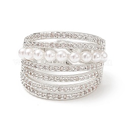 Регулируемые латунные кольца микро манжеты из прозрачного циркония&nbsp;RJEW-L098-001P