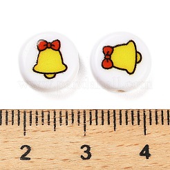 Perles acryliques opaques imprimées sur le thème de Noël&nbsp;OACR-R004-01C