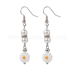 Пластиковый жемчужный кулон в виде маргаритки SJEW-JS01256