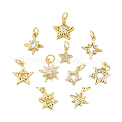 10 шт. 10 стиля звездочки латунные микро паве прозрачные кубические цирконии подвески&nbsp;KK-CJ0002-43