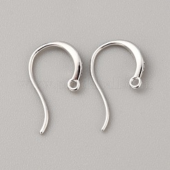 真鍮のピアスフック  クリアキュービックジルコニアと水平ループ付き  プラチナ  17x10x2mm  穴：1mm  ピン：0.5mm&nbsp;KK-WH0001-19P