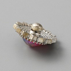 合金スナップボタン  プラスチックラインストーン付き  アクセサリーのボタン  花  ピンク  20.5x11mm  ノブ：5mm&nbsp;FIND-WH0145-72C