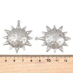 304ステンレスペンダント  太陽の顔のチャーム  ステンレス鋼色  43.5x36x6mm  穴：1.6mm&nbsp;SA-CBAE7EB-15P