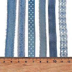 18 ヤード 6 スタイルのポリエステル リボン  DIY手作りクラフト用  髪のちょう結びとギフトの装飾  青色のカラーパレット  スチールブルー  3/8~1/2インチ（10~12mm）  約3ヤード/スタイル&nbsp;SRIB-C001-F01