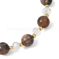 Женские браслеты из бусин натурального черного лунного камня&nbsp;BJEW-JB12792