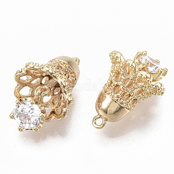 Латунные микропаве прозрачные подвески с фианитом&nbsp;KK-R126-038-NF