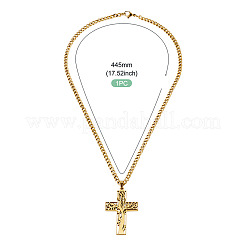 304 Edelstahlkreuz mit Lebensbaum-Anhänger&nbsp;NJEW-TADJ0001-05G