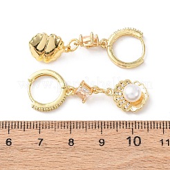 Латунные микро проложить серьги обруча кубического циркония EJEW-A149-04B-G