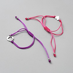 2 Stück 2 Stil 304 Edelstahl verstellbare geflochtene Perlenarmbänder Set&nbsp;BJEW-WH20009-08
