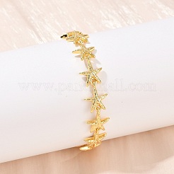 Браслеты из латунной цепочки для женщин BJEW-L707-04G-03