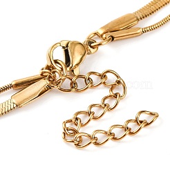 Ожерелья из двухслойной круглой цепочки-змейки и цепочки-елочки из нержавеющей стали 304 для женщин NJEW-G140-16A-G