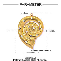 Pendentifs en strass en acier inoxydable 304&nbsp;STAS-OY017-62G