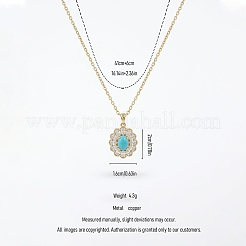 Collane con pendente ovale da donna in ottone con pavé di zirconi cubici trasparenti e resina.&nbsp;WG9C9EA-01