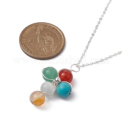 Collana con pendente a croce con pietre preziose naturali e sintetiche miste e catene di rame&nbsp;NJEW-JN04446-02