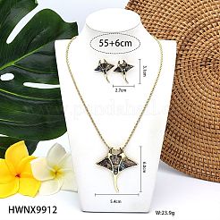 Комплекты из ожерелий и серег-гвоздиков из сплава ракушек манта и морских ушек для женщин FS-WGFBE97-01