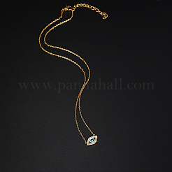 Ожерелье с подвеской «Сглаз» из кубического циркония и цепочками из нержавеющей стали QE8038-1