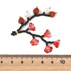 Große Anhänger aus Glasperlen und natürlichem rotem Jaspis&nbsp;PALLOY-MZ01388-01