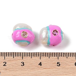 Perla keshi natural con cuentas de esmalte de circonita cúbica&nbsp;PEAR-G014-06C