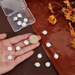 16 шт. плоские круглые подвески из натурального жемчуга Кеши PALLOY-BC00004