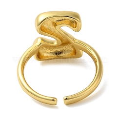 Bague manchette ouverte en laiton pour femme avec initiales&nbsp;RJEW-N046-02Z-G
