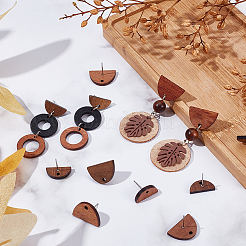 20 пара 2 стилей полукруглых сережек-гвоздиков из орехового дерева MAK-SC0001-22