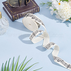 Полиэстеровая лента с принтом музыкальных нот OCOR-WH0091-25