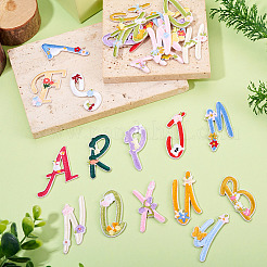 26 шт. буквы a~z с цветком полиэстер компьютерная вышивка ткань термоприклеиваемые/пришивные нашивки&nbsp;DIY-TAC0015-42