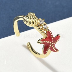 Латунные микро проложить манжеты кольца кубического циркония RJEW-H256-11G