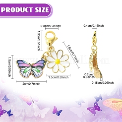 12 шт. подвески из эмали в виде бабочки и цветка&nbsp;HJEW-YW00122