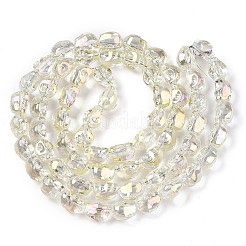 電気メッキガラスビーズセット  スカル  淡黄色  10x8x7.5mm  穴：1mm  約65個/連  25.59''（65センチメートル）&nbsp;EGLA-T021-09D