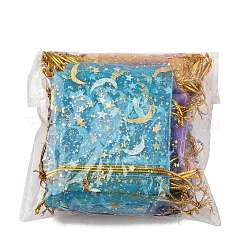 50 шт. 10-цветные подарочные мешочки для хранения из органзы с завязками и золотым тиснением в виде луны и звезд ABAG-FS0001-11