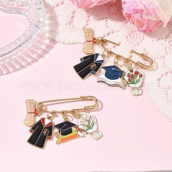 2 broche épingle de sûreté en alliage émaillé avec breloque tulipe et pendentif remise de diplôme&nbsp;JEWB-YW00003
