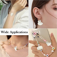 14 шт. 7 набора бусин из натуральных белых ракушек с изображением животных FIND-CJ0004-74