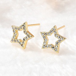 Серьги-гвоздики из латуни с микропаве из кубического циркония&nbsp;EJEW-D304-33G