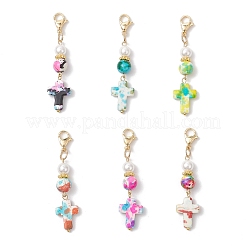 Подвески в форме креста из синтетической бирюзы HJEW-JM03644-02